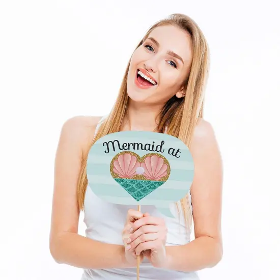 Big Dot of Happiness Funny Let's Be Mermaids - Baby Shower or Birthday Party Photo Booth Props Kit - 10 Piece {3}