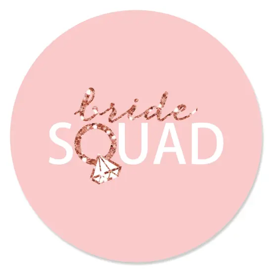 Big Dot of Happiness Bride Squad - Rose Gold Bridal Shower or Bachelorette Party Circle Sticker Labels - 24 Count {1}