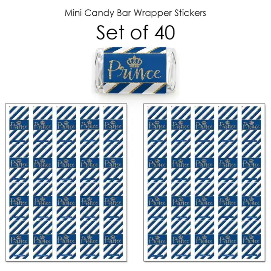 Big Dot of Happiness Royal Prince Charming - Mini Candy Bar Wrapper Stickers - Baby Shower or Birthday Party Small Favors - 40 Count {4}