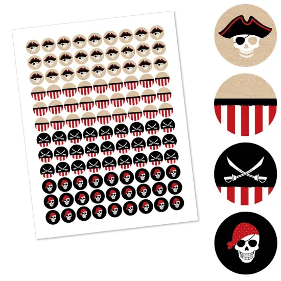 Big Dot of Happiness Beware of Pirates - Pirate Birthday Party Round Candy Sticker Favors - Labels Fits Chocolate Candy (1 sheet of 108) {3}
