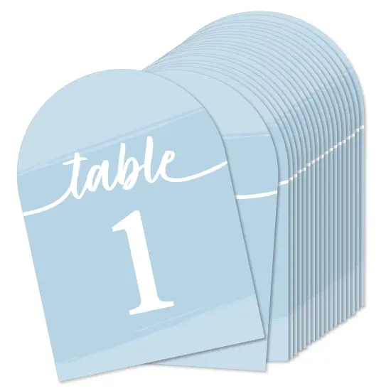 Big Dot of Happiness Dusty Blue Elegantly Simple - Wedding Receptions, Parties or Events Double-Sided 5 x 7 inches Cards - Table Numbers - 1-20 {1}