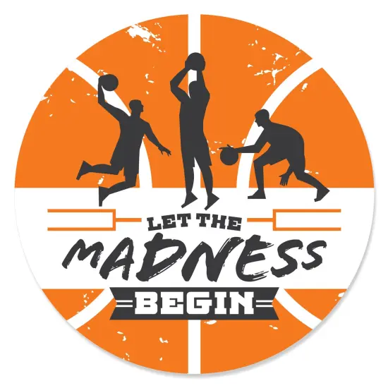 Big Dot of Happiness Basketball - Let the Madness Begin - College Basketball Party Circle Sticker Labels - 24 Count {1}