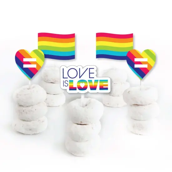 Big Dot of Happiness Love is Love - Pride - Dessert Cupcake Toppers - Rainbow Party Clear Treat Picks - Set of 24 {3}