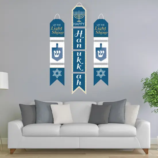 Big Dot of Happiness Happy Hanukkah - Hanging Vertical Paper Door Banners - Chanukah Holiday Party Wall Decoration Kit - Indoor Door Decor {3}