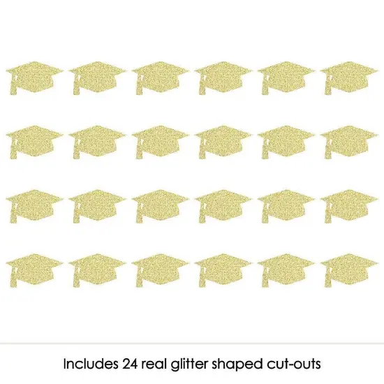 Big Dot of Happiness Gold Glitter Grad Cap - No-Mess Real Gold Glitter Cut-Outs - Graduation Party Confetti - Set of 24 {3}