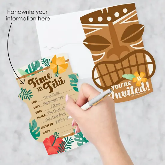 Big Dot of Happiness Tropical Luau - Shaped Fill-In Invitations - Hawaiian Beach Party Invitation Cards with Envelopes - Set of 12 {3}