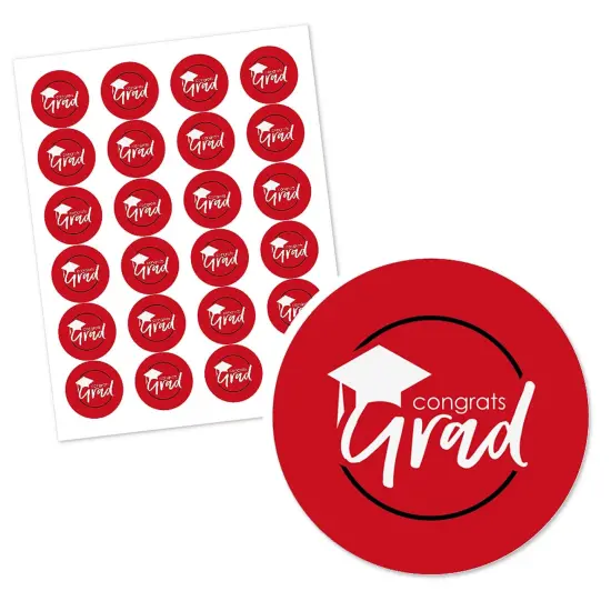 Big Dot of Happiness Red Grad - Best is Yet to Come - Red Graduation Party Circle Sticker Labels - 24 Count {3}