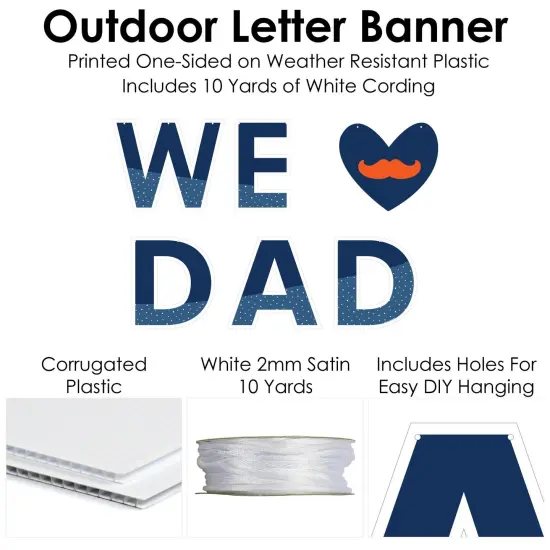 Big Dot of Happiness Happy Father's Day - Large We Love Dad Party Decorations - We Love Dad - Outdoor Letter Banner {6}