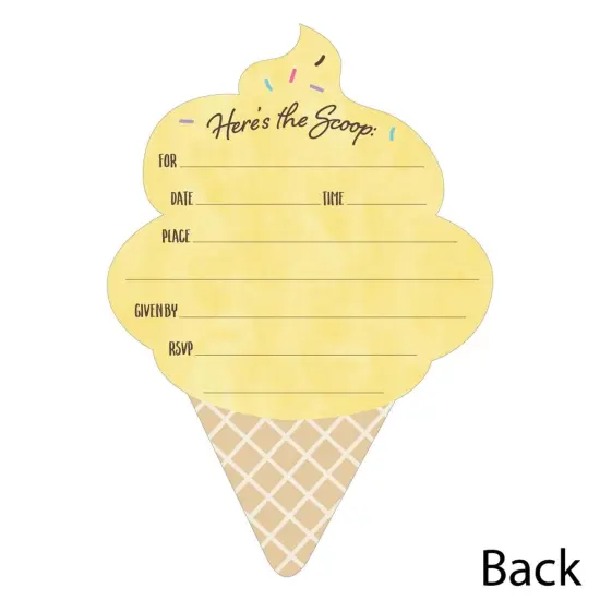 Big Dot of Happiness Scoop Up the Fun - Ice Cream - Shaped Fill-in Invitations - Sprinkles Party Invitation Cards with Envelopes - Set of 12 {4}