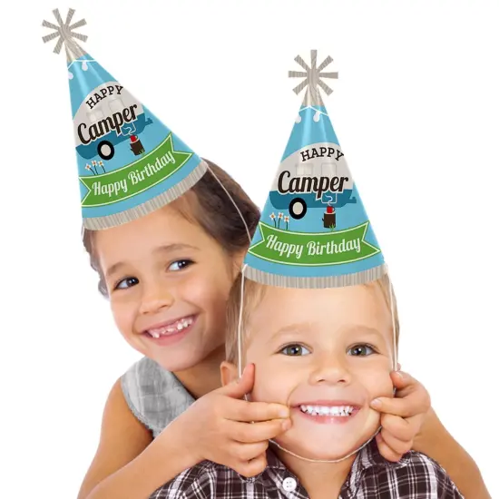 Big Dot of Happiness Happy Camper - Cone Camping Happy Birthday Party Hats for Kids and Adults - Set of 8 (Standard Size) {3}