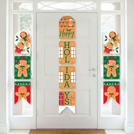 Big Dot of Happiness Gingerbread Christmas - Hanging Vertical Paper Door Banners - Gingerbread Man Holiday Party Wall Decor Kit - Indoor Door Decor {1}