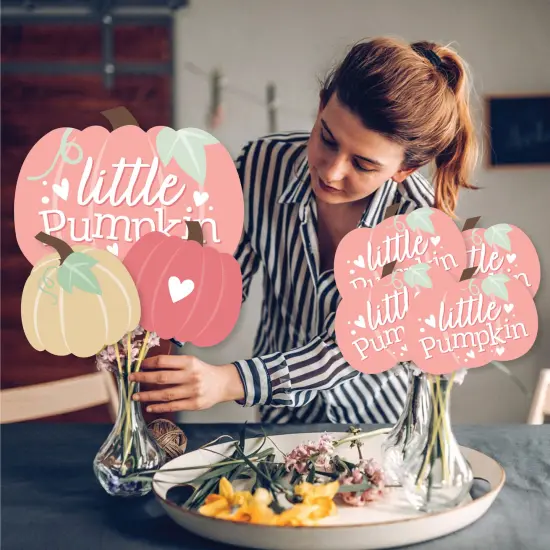 Big Dot of Happiness Girl Little Pumpkin - Fall Birthday Party or Baby Shower Centerpiece Sticks - Showstopper Table Toppers - 35 Pieces {4}