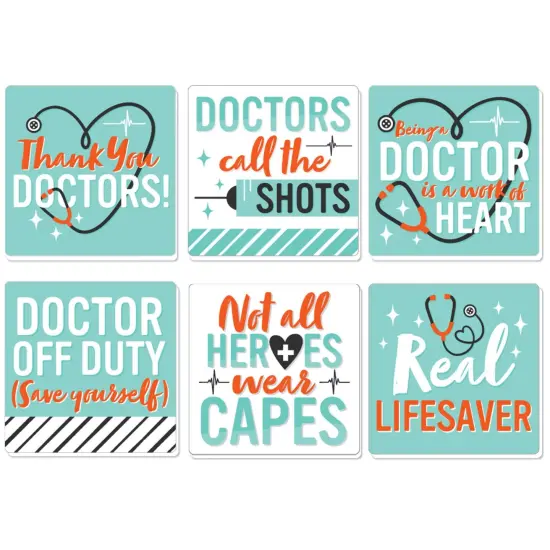 Big Dot of Happiness Thank You Doctors - Funny Doctor Appreciation Week Decorations - Drink Coasters - Set of 6 {1}