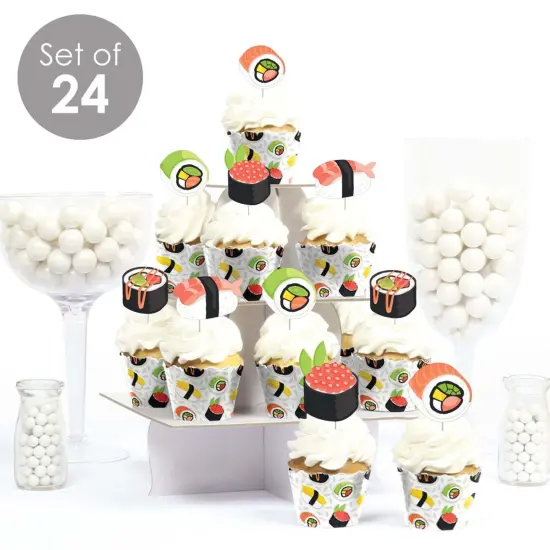 Big Dot of Happiness Let's Roll - Sushi - Cupcake Decoration - Japanese Party Cupcake Wrappers and Treat Picks Kit - Set of 24 {3}