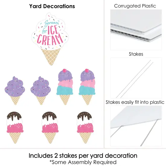 Big Dot of Happiness Scoop Up The Fun - Ice Cream - Yard Sign and Outdoor Lawn Decorations - Sprinkles Party Yard Signs - Set of 8 {6}