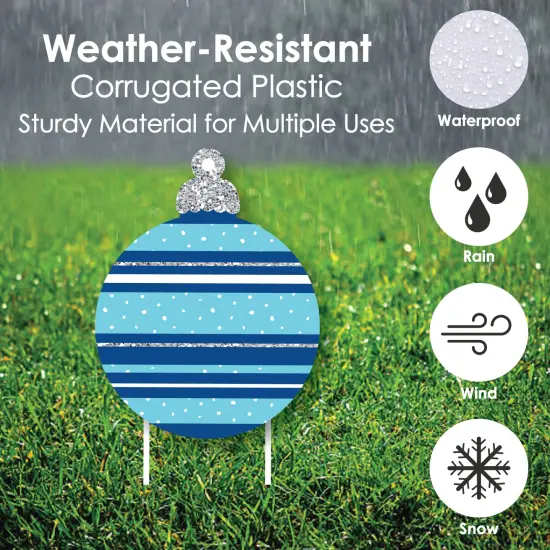 Big Dot of Happiness Blue and Silver Ornaments - Yard Sign and Outdoor Lawn Decorations - Holiday and Christmas Party Yard Signs - Set of 8 {4}