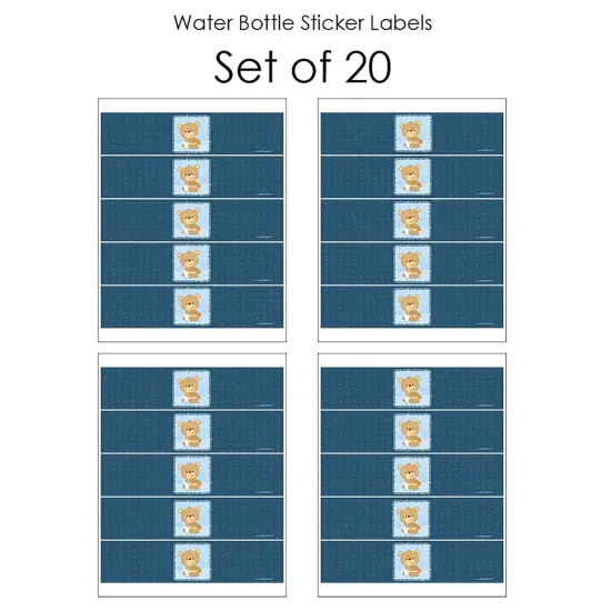 Big Dot of Happiness Baby Boy Teddy Bear - Baby Shower Water Bottle Sticker Labels - Set of 20 {4}