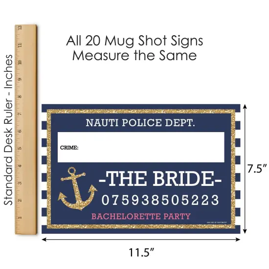 Big Dot of Happiness Last Sail Before the Veil - Nautical Bridal and Bachelorette Party Mug Shots - Photo Booth Props Party Mugshot Signs - 20 Count {7}