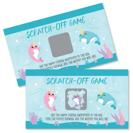 Big Dot of Happiness Narwhal Girl - Under The Sea Baby Shower or Birthday Party Game Scratch Off Cards - 22 Count {1}
