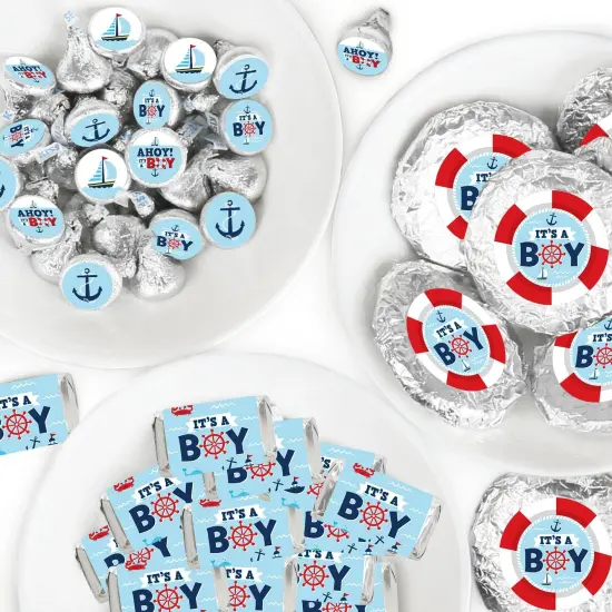 Big Dot of Happiness Ahoy It's a Boy - Nautical Baby Shower Candy Favor Sticker Kit - 304 Pieces {1}