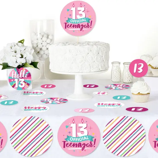 Big Dot of Happiness Girl 13th Birthday - Official Teenager Birthday Party Giant Circle Confetti - Party Decorations - Large Confetti 27 Count {6}