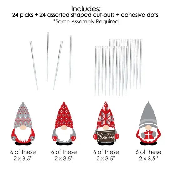 Big Dot of Happiness Christmas Gnomes - Dessert Cupcake Toppers - Holiday Party Clear Treat Picks - Set of 24 {7}