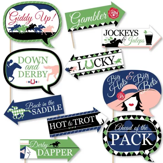 Big Dot of Happiness Funny Kentucky Horse Derby - Horse Race Party Photo Booth Props Kit - 10 Piece {1}