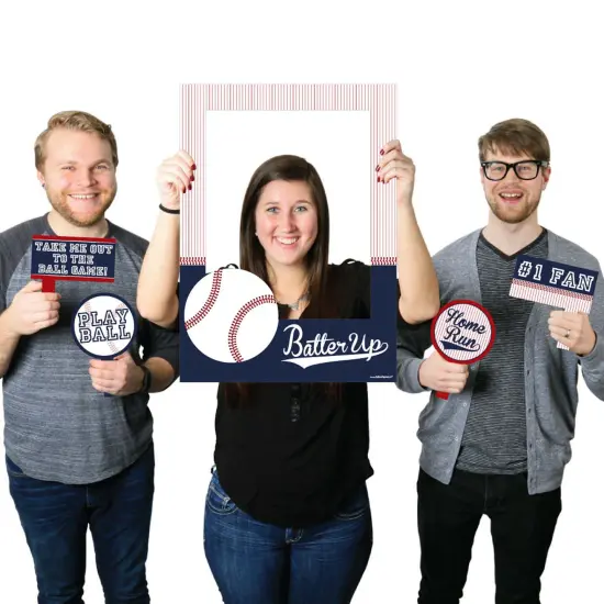 Big Dot of Happiness Batter Up - Baseball - Birthday Party or Baby Shower Selfie Photo Booth Picture Frame & Props - Printed on Sturdy Material {1}