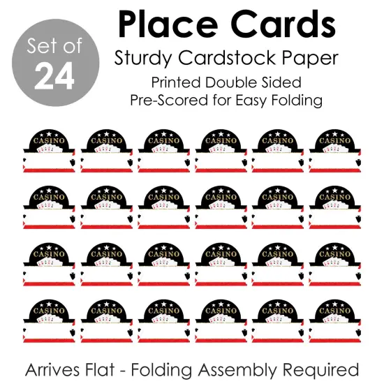 Big Dot of Happiness Las Vegas - Casino Party Tent Buffet Card - Table Setting Name Place Cards - Set of 24 {7}