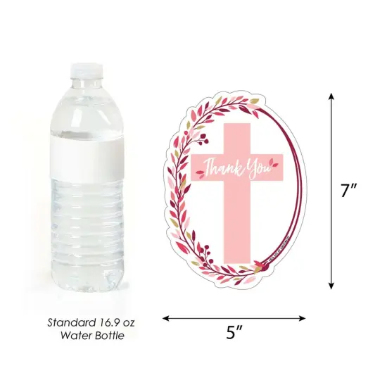 Big Dot of Happiness Pink Elegant Cross - Shaped Thank You Cards - Girl Religious Party Thank You Note Cards with Envelopes - Set of 12 {7}