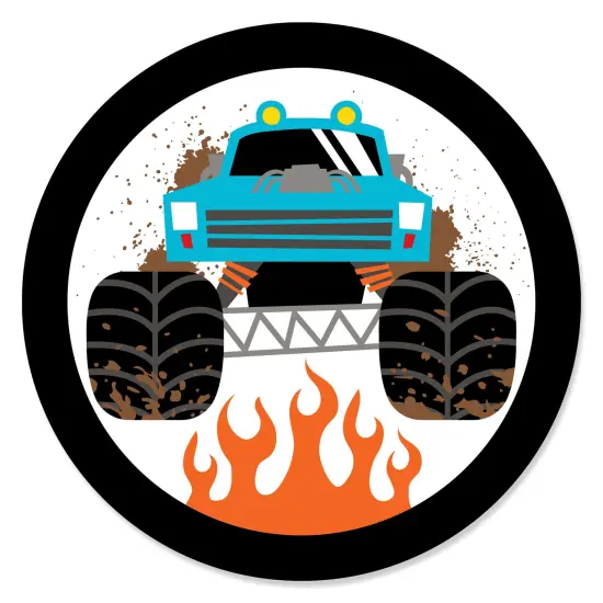 Big Dot of Happiness Smash and Crash - Monster Truck - Boy Birthday Party Circle Sticker Labels - 24 Count {1}