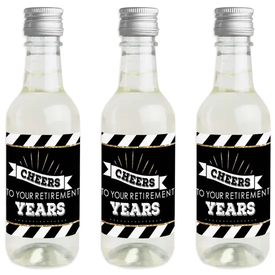 Big Dot of Happiness Happy Retirement - Mini Wine and Champagne Bottle Label Stickers - Retirement Party Favor Gift for Women and Men - Set of 16 {1}