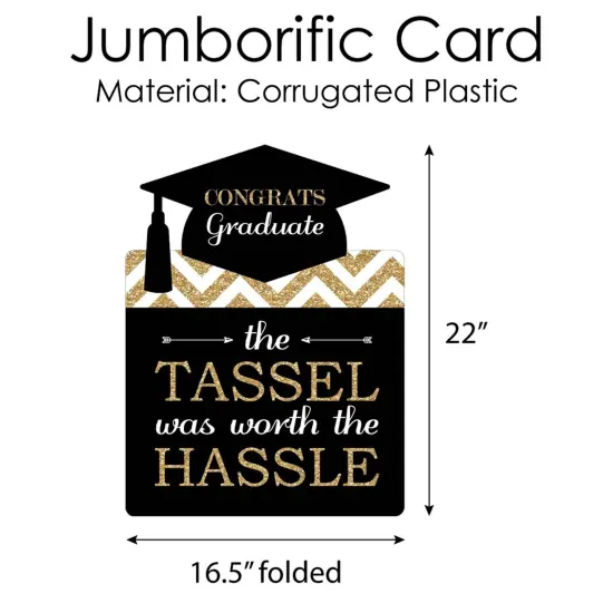 Big Dot of Happiness Gold - Tassel Worth the Hassle - Graduation Congratulations Giant Greeting Card - Big Shaped Jumborific Card {6}