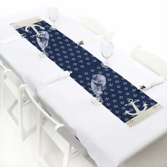 Big Dot of Happiness Ahoy - Nautical - Petite Baby Shower or Birthday Party Paper Table Runner - 12 x 60 inches {1}