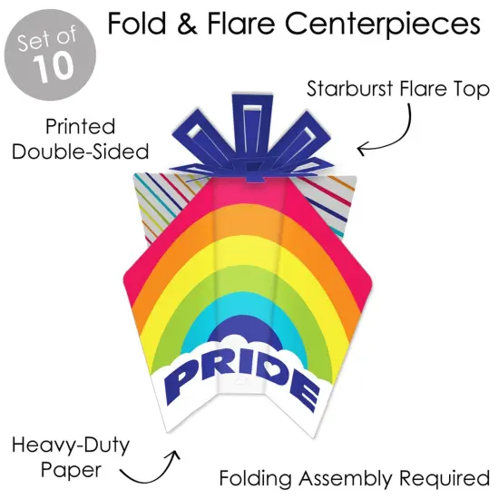 Big Dot of Happiness Love is Love - Pride - Table Decorations - Rainbow Party Fold and Flare Centerpieces - 10 Count {4}