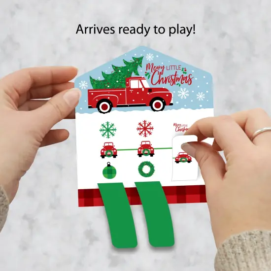 Big Dot of Happiness Merry Little Christmas Tree - Red Truck Christmas Party Game Pickle Cards - Pull Tabs 3-in-a-Row - Set of 12 {3}