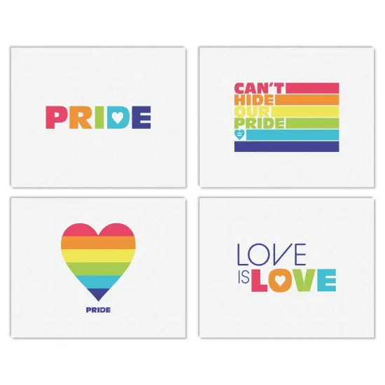 Big Dot of Happiness Love is Love - Pride - Unframed Rainbow Linen Paper Wall Art - Set of 4 - Artisms - 8 x 10 inches {1}