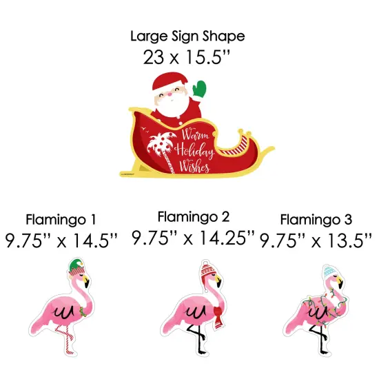 Big Dot of Happiness Flamingle Bells - Yard Sign and Outdoor Lawn Decorations - Tropical Flamingo Christmas Yard Signs - Set of 8 {7}