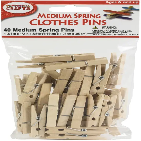 Pepperell Crafts Medium Spring Clothers Pins 40/Pkg {1}