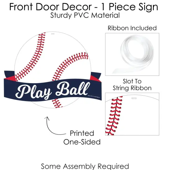 Big Dot of Happiness Batter Up - Baseball - Hanging Porch Baby Shower or Birthday Party Outdoor Decorations - Front Door Decor - 1 Piece Sign {6}