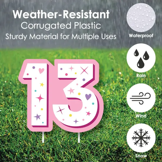 Big Dot of Happiness Girl 13th Birthday - 13 Lawn Decorations - Outdoor Official Teenager Birthday Party Yard Decorations - 10 Piece {6}
