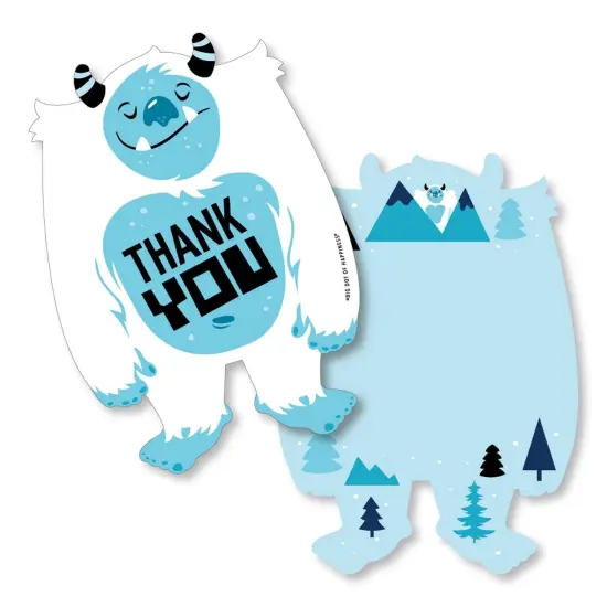 Big Dot of Happiness Yeti to Party - Shaped Thank You Cards - Abominable Snowman Party or Birthday Party Thank You Cards with Envelopes - Set of 12 {1}