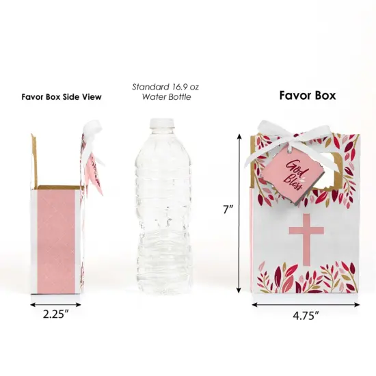 Big Dot of Happiness Pink Elegant Cross - Girl Religious Party Favor Boxes - Set of 12 {3}