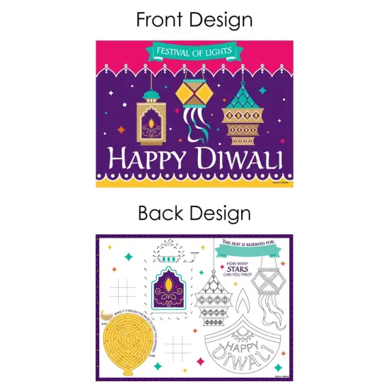 Big Dot of Happiness Happy Diwali - Paper Festival of Lights Party Coloring Sheets - Activity Placemats - Set of 16 {7}