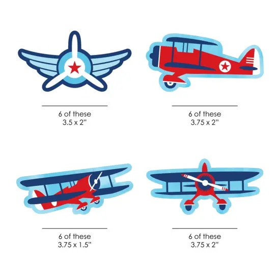 Big Dot of Happiness Taking Flight - Airplane - Shaped Vintage Plane Baby Shower or Birthday Party Cut-Outs - 24 Count {3}