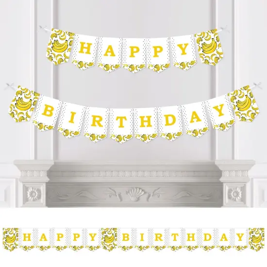 Big Dot of Happiness Let's Go Bananas - Tropical Birthday Party Bunting Banner - Birthday Party Decorations - Happy Birthday {1}