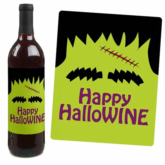 Big Dot of Happiness Trick or Treat - Halloween Party Decorations for Women and Men - Wine Bottle Label Stickers - Set of 4 {5}