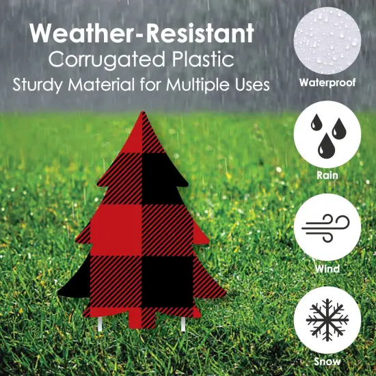 Big Dot of Happiness Holiday Plaid Trees - Lawn Decorations - Outdoor Buffalo Plaid Christmas Party Yard Decorations - 10 Piece {6}