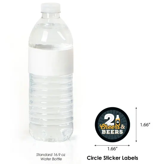 Big Dot of Happiness Cheers and Beers to 21 Years - 21st Birthday Party Circle Sticker Labels - 24 Count {4}