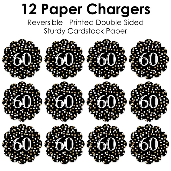 Big Dot of Happiness Adult 60th Birthday - Gold - Birthday Party Round Table Decorations - Paper Chargers - Place Setting For 12 {7}